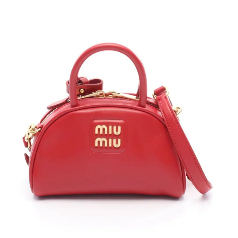 Miu Miu Boston Bag Handbag Leather Red